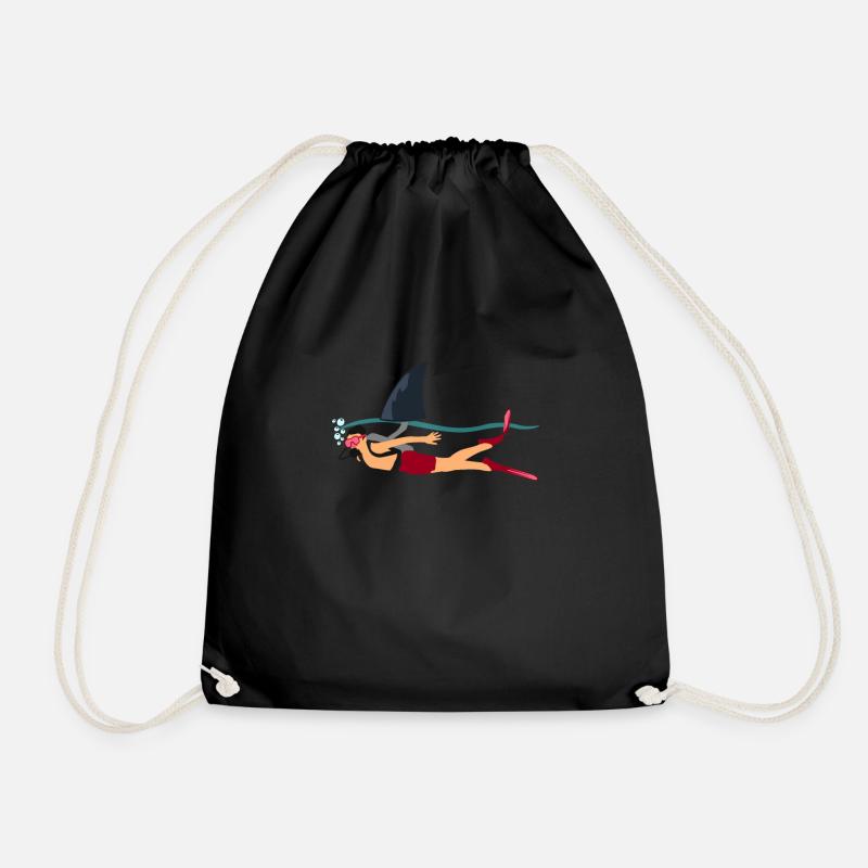 Human Shark - Drawstring Bag - black