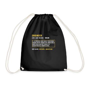 Engineer definition engineering gift - Drawstring Bag - black - Front