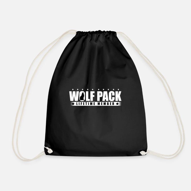 WOLF pack gift idea - Drawstring Bag - black