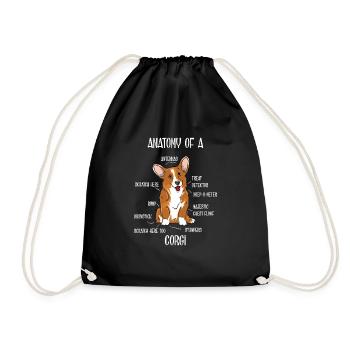 Funny Welsh Corgi anatomy dog motif - Drawstring Bag - black - Front