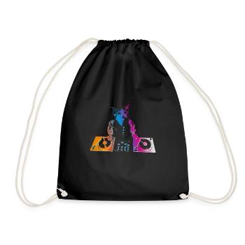 DJ CAT - Drawstring Bag - black - Front