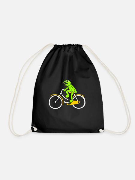 Frosch fährt Fahrrad Geschenk - Turnbeutel - Schwarz