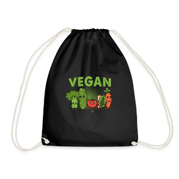 Anti vegan bacon grilling grill - Drawstring Bag - black - Front
