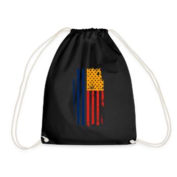 Romania Flag USA America - Drawstring Bag - black - Front