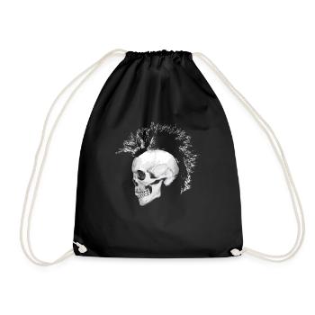 punk skull - Drawstring Bag - black - Front