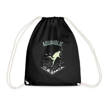 Aquaholic Shirt · Taucher Sport · Wasser Geschenk - Turnbeutel - Schwarz - Vorne