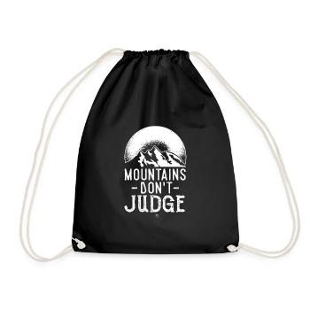 Mountains don't judge Berge Berg Geschenk - Turnbeutel - Schwarz - Vorne