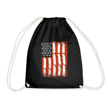Trucker Truck USA America Flag Car - Drawstring Bag - black - Front