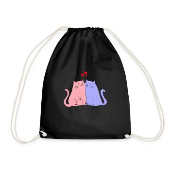 cats - Drawstring Bag - black - Front