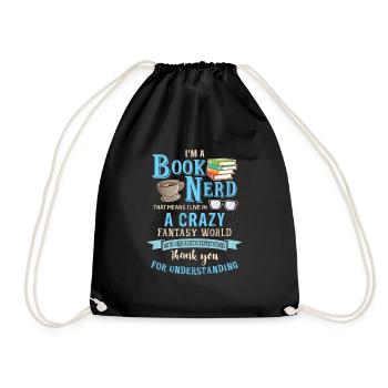 Books nerd bookworm reading gift - Drawstring Bag - black - Front