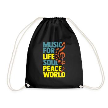 Musik fürs Leben Geschenk Frieden Welt - Turnbeutel - Schwarz - Vorne