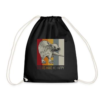 Otter favorite animal - Drawstring Bag - black - Front