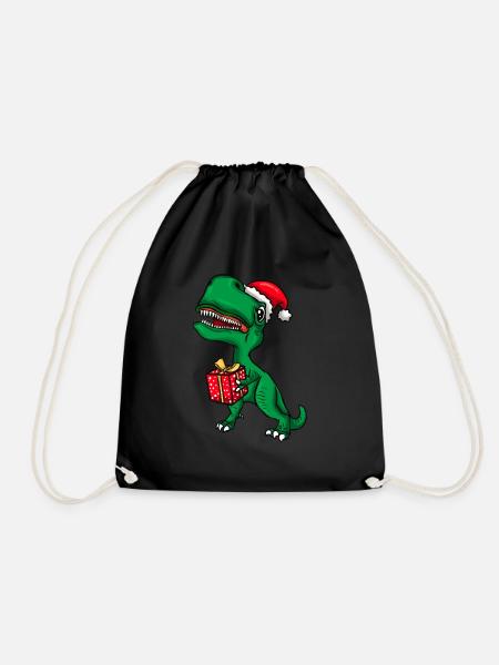 Weihnachten Dino T-Rex Dinosaurier Kinder - Turnbeutel - Schwarz