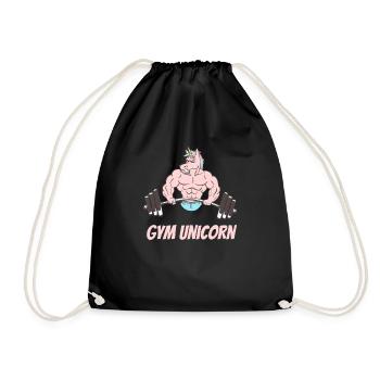 Einhorn Training Workout Krafttraining Gym Unicorn - Turnbeutel - Schwarz - Vorne