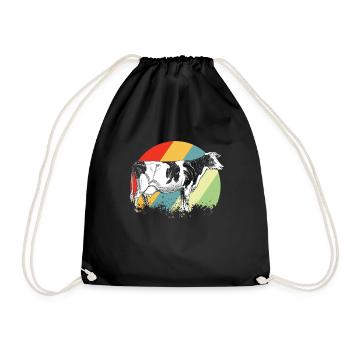 cow - Drawstring Bag - black - Front