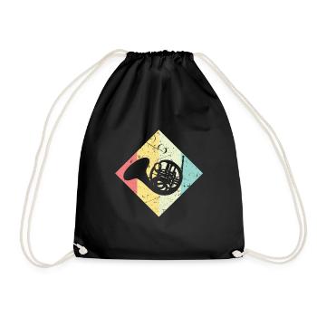 Horn wind instrument - Drawstring Bag - black - Front