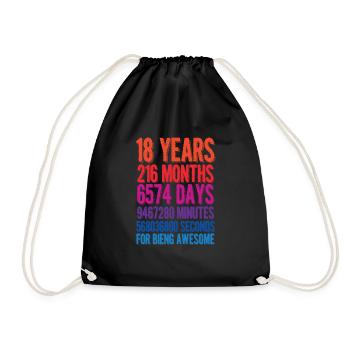 18 years old gift - Drawstring Bag - black - Front