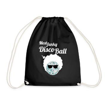 Funky Diskokugel Afro Brille Afrokamm Party Shirt - Turnbeutel - Schwarz - Vorne