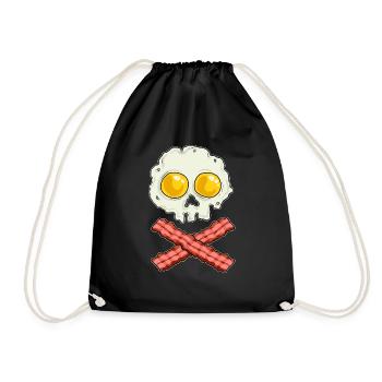 Eggs with Bacon Skull Skull Breakfast Skeleton - Drawstring Bag - black - Front