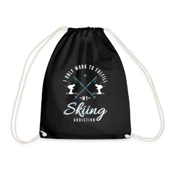 Ski addiction montagnes sports d'hiver skieurs skieurs - Sac de sport léger - noir - Devant