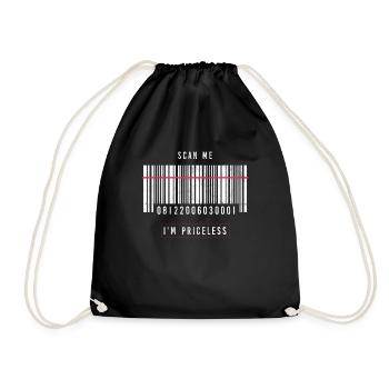 Say funny party gift bar code irony - Drawstring Bag - black - Front