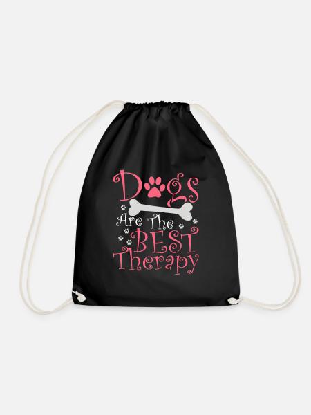 Hunde sind die beste Therapie Geschenk - Turnbeutel - Schwarz