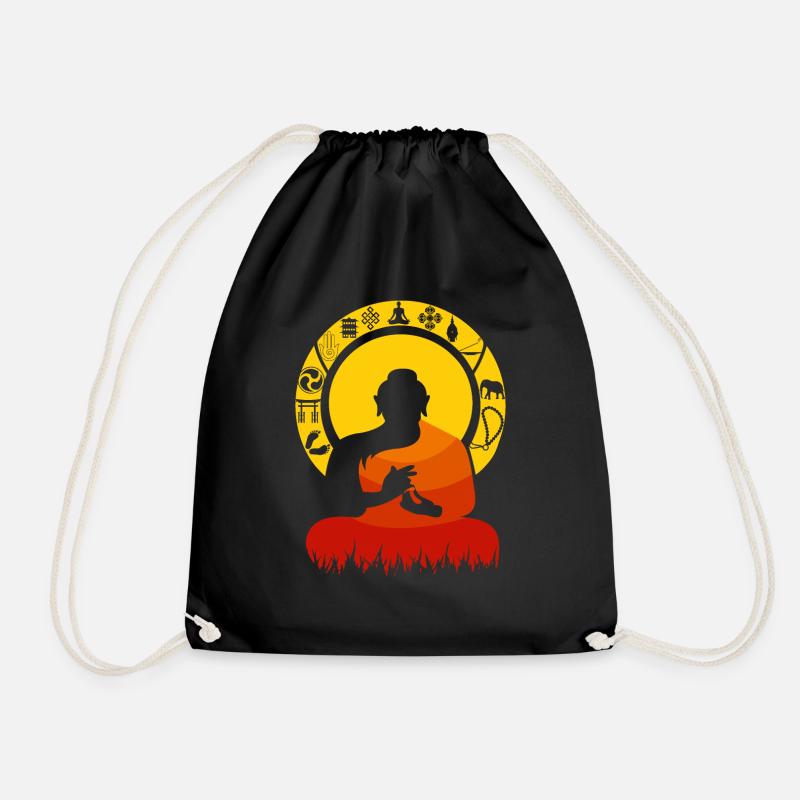 Buddha symbols - Drawstring Bag - black