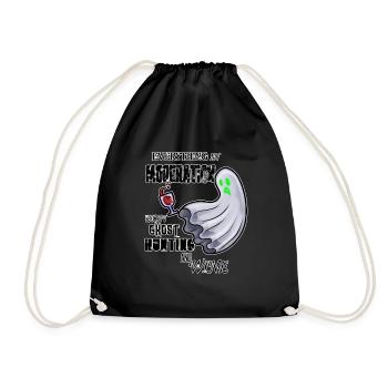 Hunting and Wine Wine Ghosts Hunt Halloween joke - Drawstring Bag - black - Front