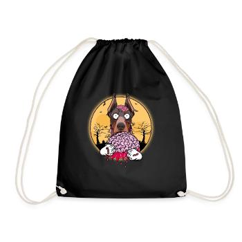 Doberman Pinscher Halloween Zombie Dog Gift - Drawstring Bag - black - Front