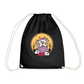English Bulldog Halloween Zombie Dog Gift - Drawstring Bag - black - Front