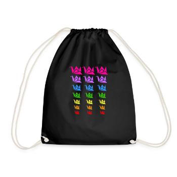 Origami crane paper fold Colorful rainbow - Drawstring Bag - black - Front