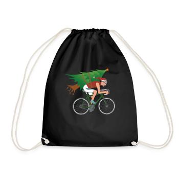 Weihnachtsbaum Lieferdienst T-Shrit Winter Fahrrad - Turnbeutel - Schwarz - Vorne
