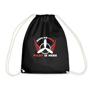 pilot - Drawstring Bag - black - Front