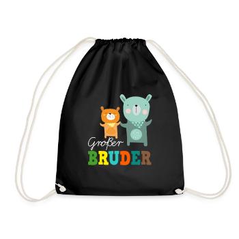 Großer Grosser Bruder Bär T-Shirt Bären - Turnbeutel - Schwarz - Vorne