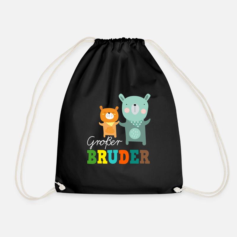 Großer Grosser Bruder Bär T-Shirt Bären - Turnbeutel - Schwarz