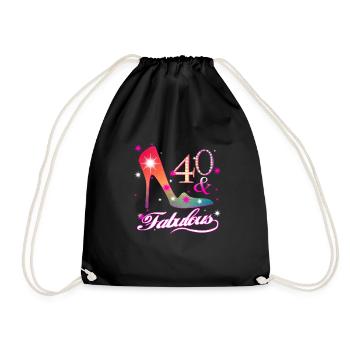 Fabulous 40 birthday present - Drawstring Bag - black - Front
