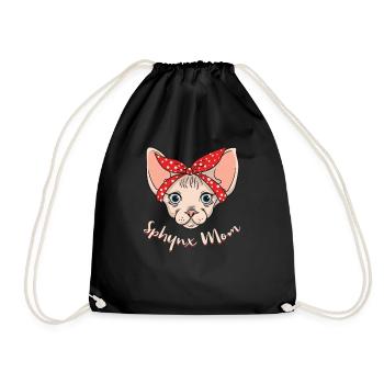 Sphynx Katzen Mutter - Turnbeutel - Schwarz - Vorne