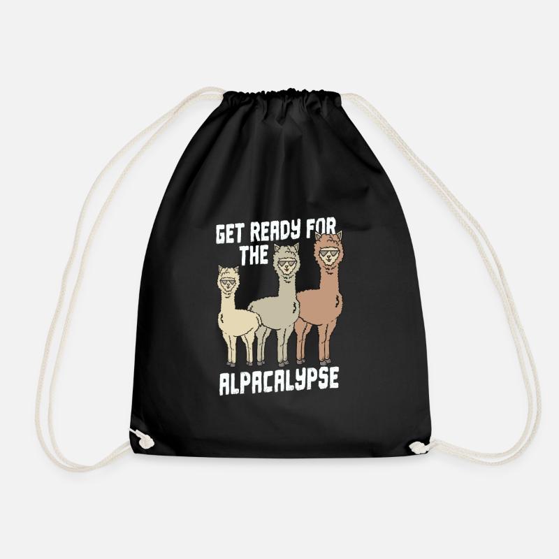 Alpaca Alpacas Get Ready For The Alpacalypse - Drawstring Bag - black