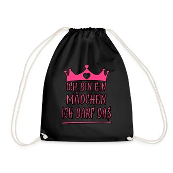 Ich darf das für Frauen und Mädchen frecher Spruch - Turnbeutel - Schwarz - Vorne