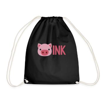 Oink Pig Head T-Shirt Chinese Year Of The Pig Pun - Drawstring Bag - black - Front
