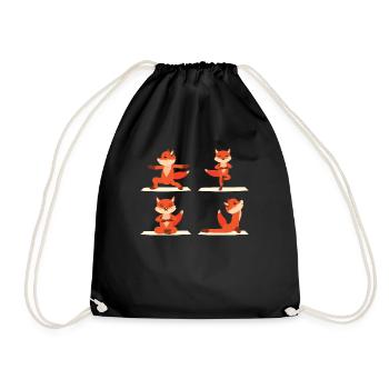 Yoga Gymnastics Fox Tshirt Gift - Drawstring Bag - black - Front