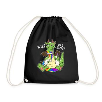 Letztes Einhorn Drache Frühstück Essen Mahl Mittag - Turnbeutel - Schwarz - Vorne