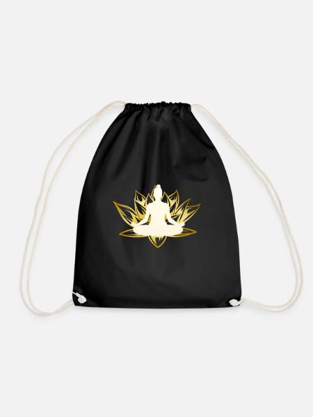 NAMASTE YOGA Lotus Meditation Buddha Lotusblume - Turnbeutel - Schwarz
