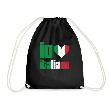 Cadeau Italie coeur italien J'aime les vacances - Sac de sport léger - noir - Devant