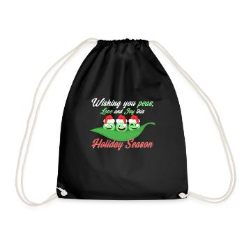 Christmas peas - Drawstring Bag - black - Front