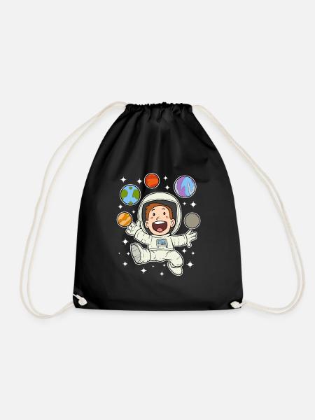 Astronaut Planet Star Space Space Space - Drawstring Bag - black