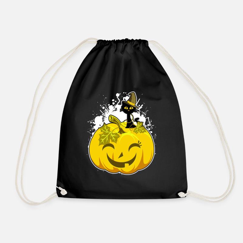 Halloween pumpkin Halloween pumpkin Halloween pumpkin - Drawstring Bag - black