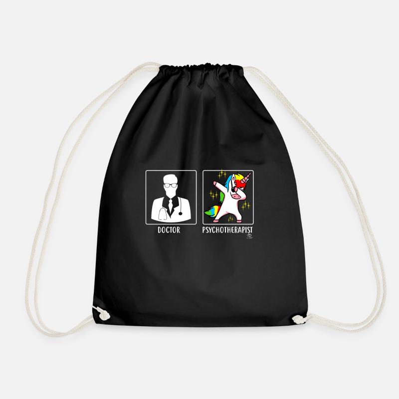 Doktor Psychotherapeut Einhorn Geschenk - Turnbeutel - Schwarz