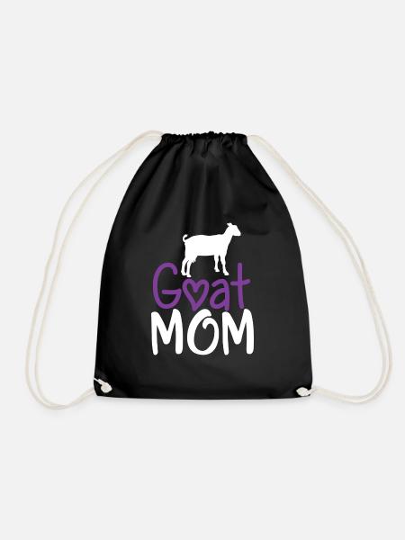 Goat Mom, Goat Lover, Goat Gift, Raising Goats - Drawstring Bag - black