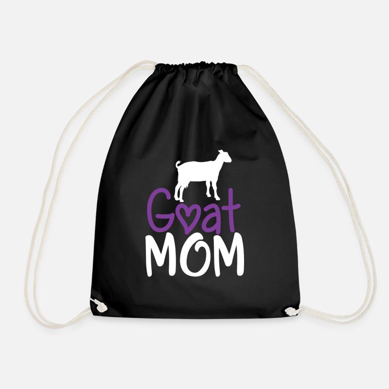 Goat Mom, Goat Lover, Goat Gift, Raising Goats - Drawstring Bag - black